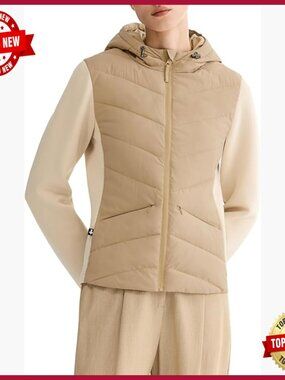 Lightweight Hooded Quilted Puffer Jacket Zip Up Water Repellent Active